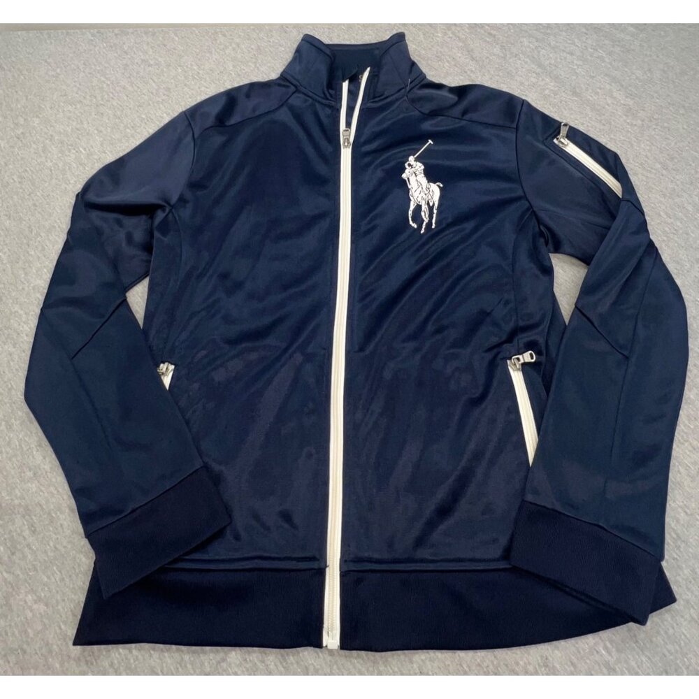 Polo Ralph Lauren Kids Navy Zip-Up Jacket Big Pony Logo Size L (14-16) - Picture 4 of 9